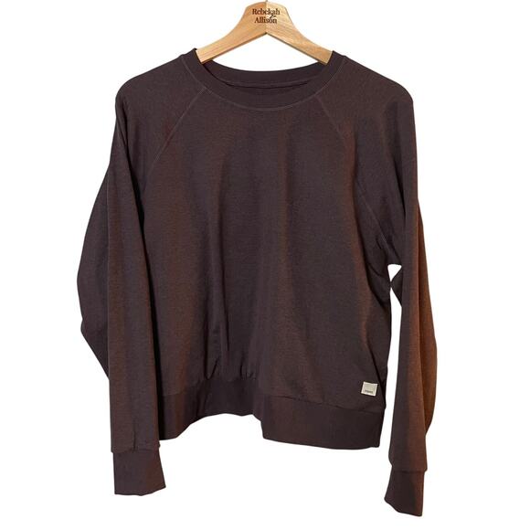 Vuori Halo Crew Brown Women's LARGE DreamKnit Pullover Sangria Heather EUC - Picture 5 of 15